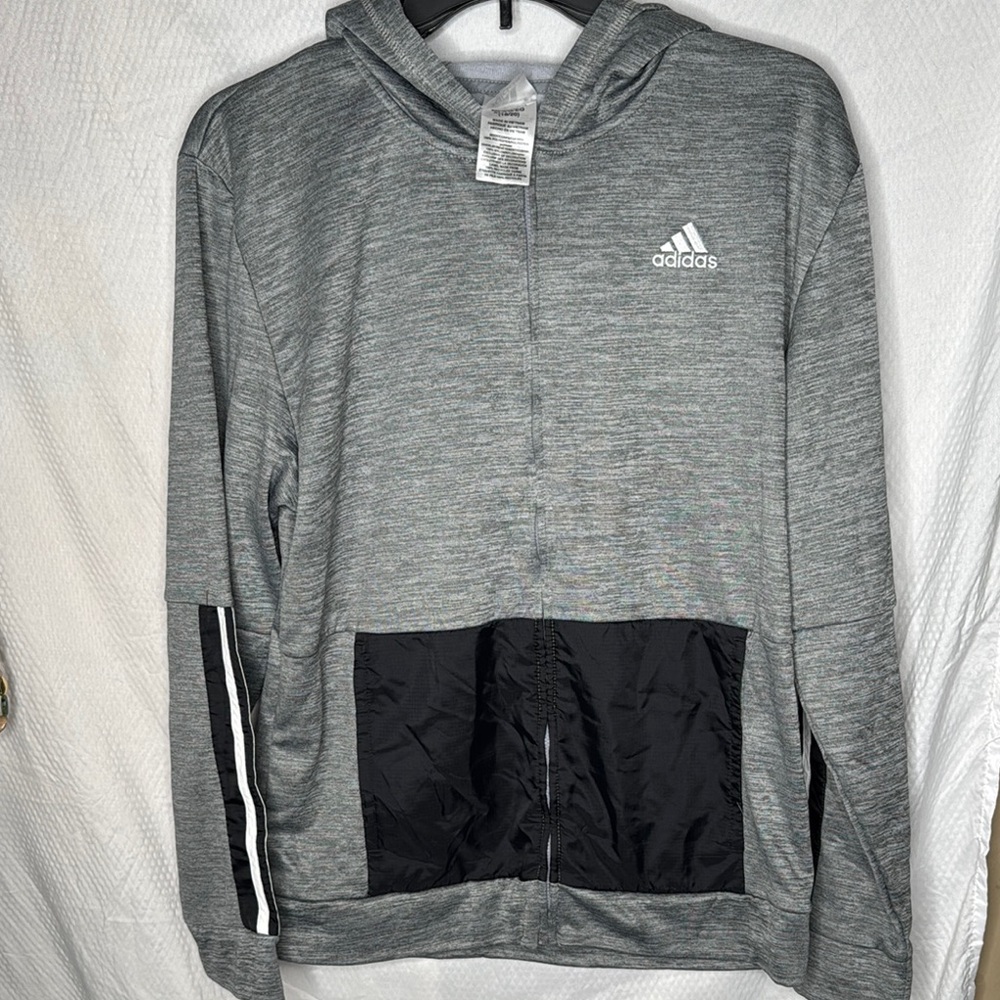 Boys Teens Adidas Gray and Black Hoodie Size 18/20